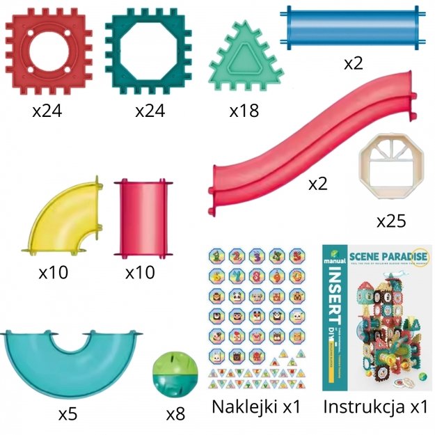 Magnetinis 3D konstruktoriaus rinkinys „Kamuoliukų trasa“ 128 vnt., WOOPIE 3