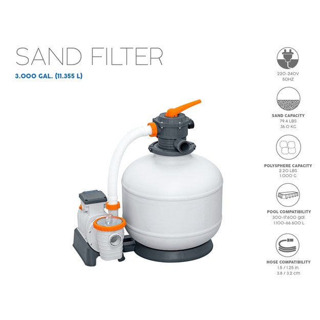 Siurblys su smėlio filtru 11355 L / h, Bestway 58486