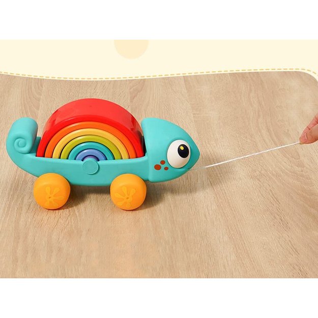 Montessori chameleonas su dėlionė
