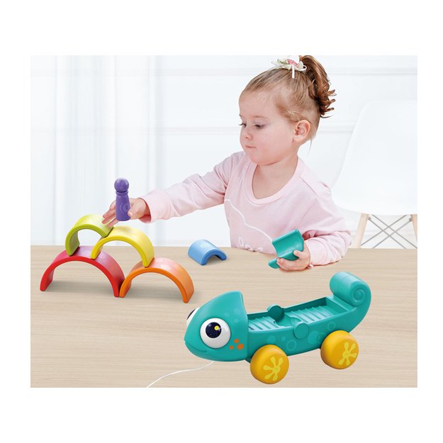 Montessori chameleonas su dėlionė