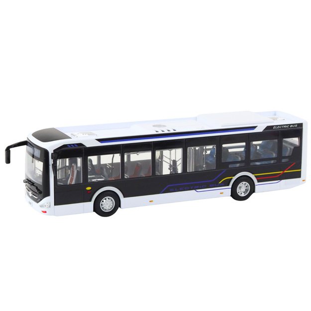 Metalinis miesto autobusas su šviečiančiais žibintais ir garso efektais 1:42, baltas 1
