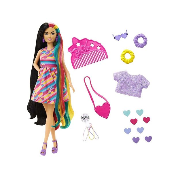 Lėlė Barbie su ryškiaspalviais plaukais