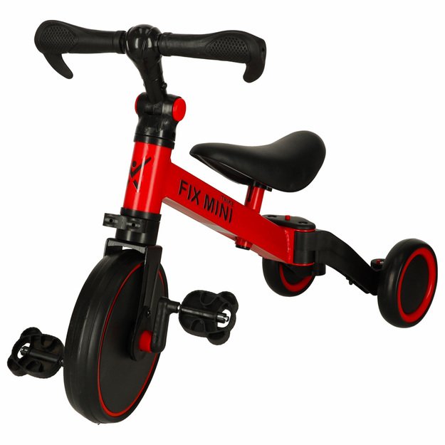 Vaikiškas balansinis triratis su pedalais, raudonas, Trike Fix mini 3in1 