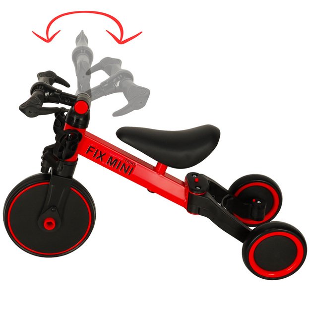 Vaikiškas balansinis triratis su pedalais, raudonas, Trike Fix mini 3in1 