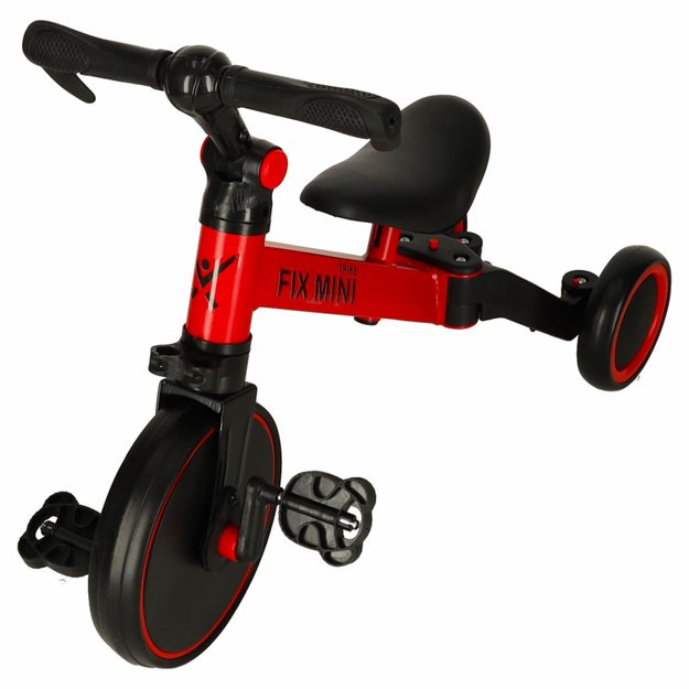 Vaikiškas balansinis triratis su pedalais, raudonas, Trike Fix mini 3in1 