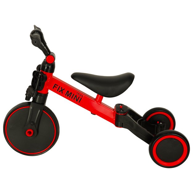 Vaikiškas balansinis triratis su pedalais, raudonas, Trike Fix mini 3in1 