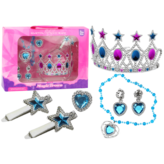Mažosios princesės aksesuarų rinkinys su deimantais, mėlynas