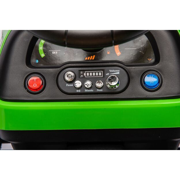 Vienvietis elektrinis traktorius su priekaba vaikams BBH-030, žalias 29