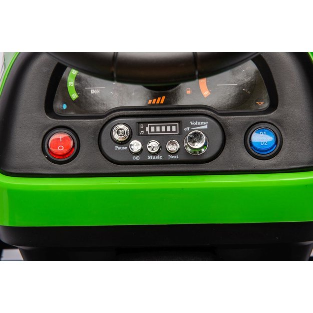 Vienvietis elektrinis traktorius su priekaba vaikams BBH-030, žalias 13