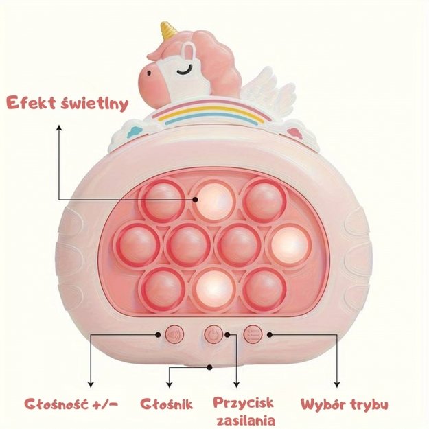 Antistresinis žaidimas POP IT su garso efektais, vienaragis, WOOPIE 2