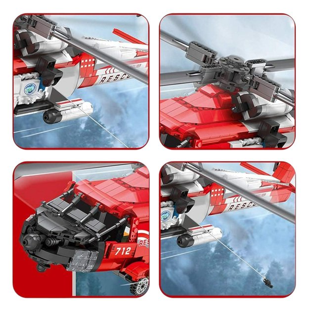 Sraigtasparnio HH-60J konstruktoriaus rinkinys vaikams 1137el.