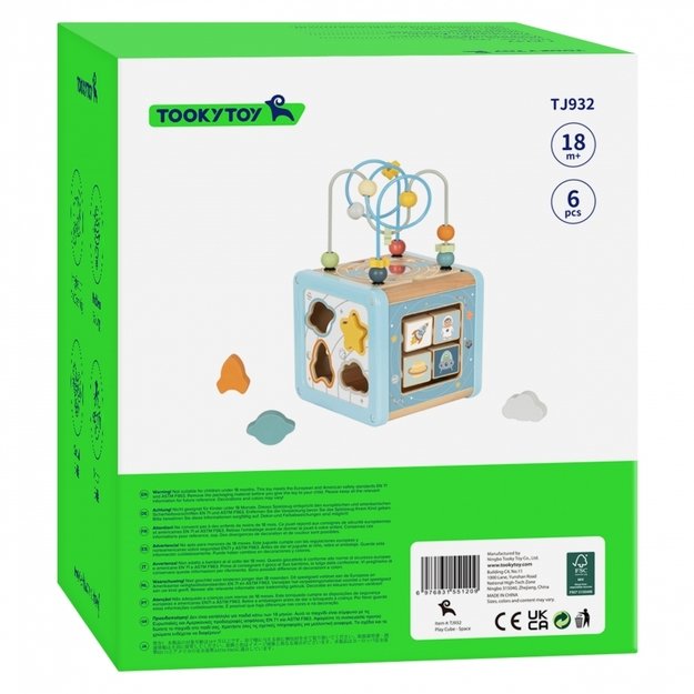 Medinis daugiafunkcinis veiklos kubas su kosmoso motyvais, TOOKY TOY