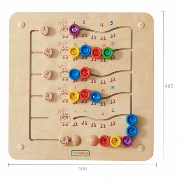 Montessori edukacinė sieninė lenta “Spalvoti vikšrai”, MASTERKIDZ 1