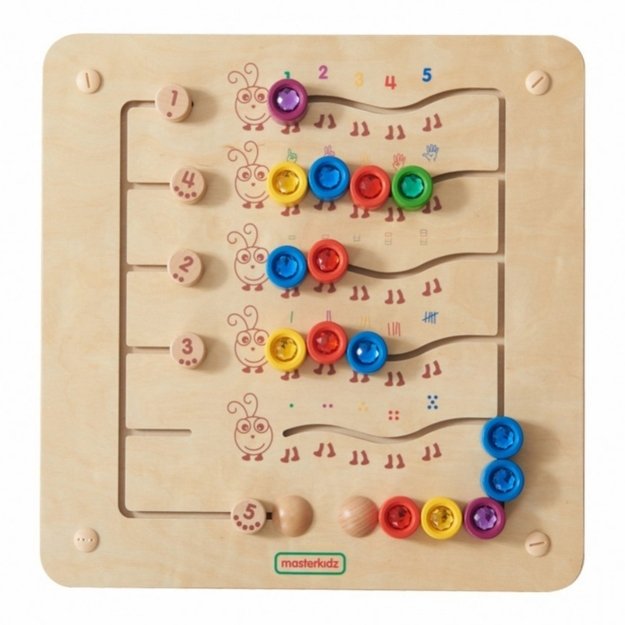 Montessori edukacinė sieninė lenta “Spalvoti vikšrai”, MASTERKIDZ
