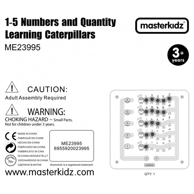 Montessori edukacinė sieninė lenta “Spalvoti vikšrai”, MASTERKIDZ 8