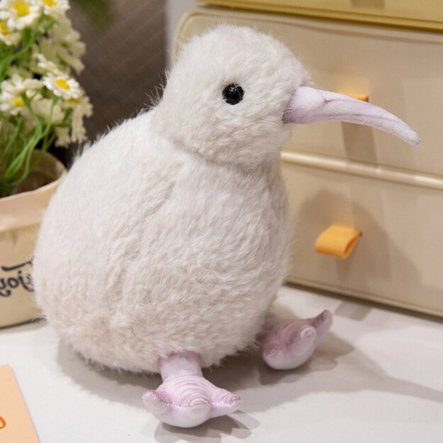 Pliušinis paukštis „Kivi“ 21 cm, baltas