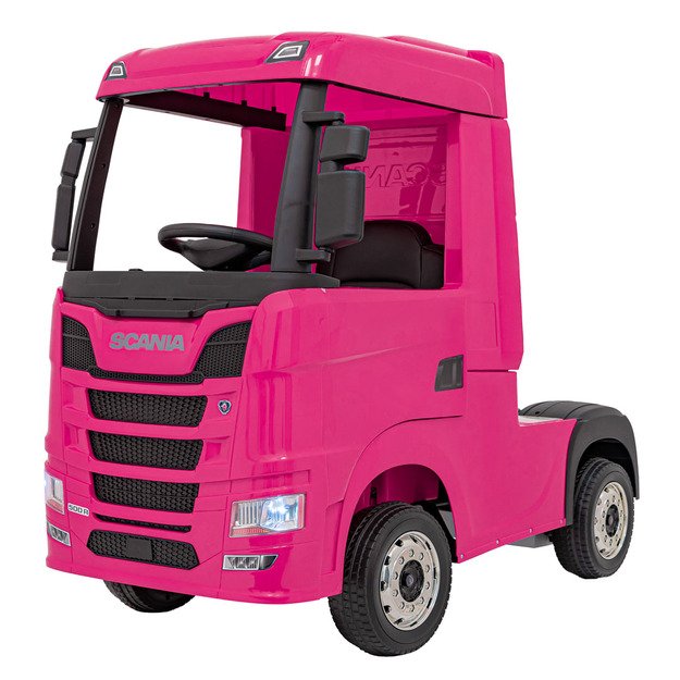 Vienvietis elektrinis sunkvežimis vaikams Scania R-SERIE, rožinis