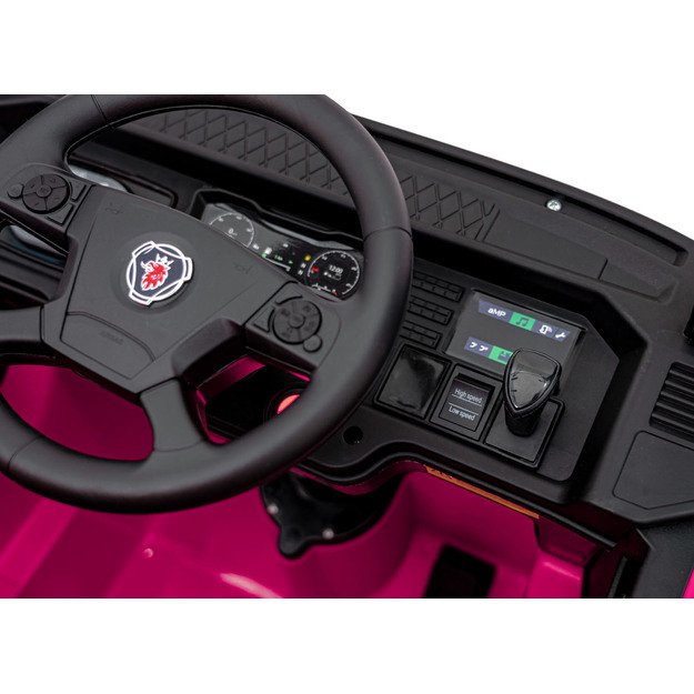 Vienvietis elektrinis sunkvežimis vaikams Scania R-SERIE, rožinis