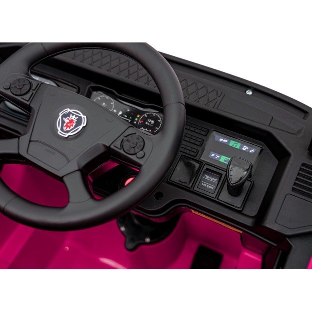 Vienvietis elektrinis sunkvežimis vaikams Scania R-SERIE, rožinis