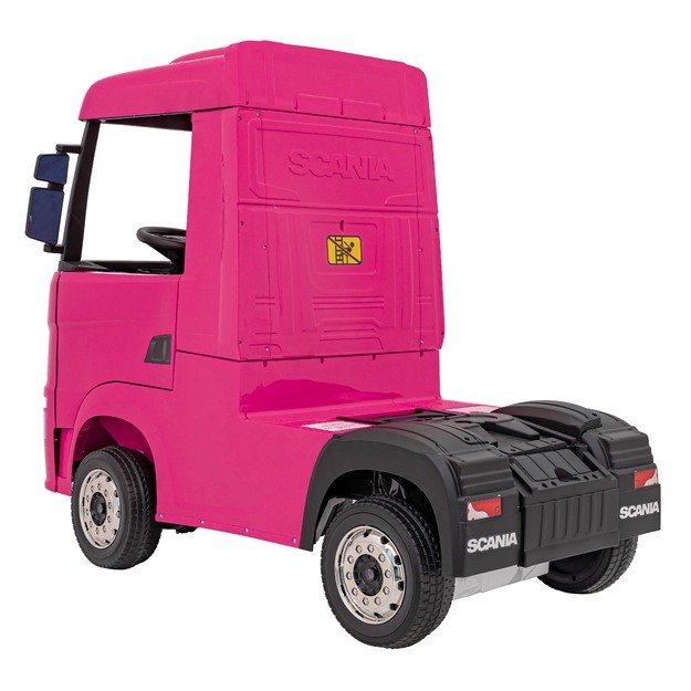 Vienvietis elektrinis sunkvežimis vaikams Scania R-SERIE, rožinis