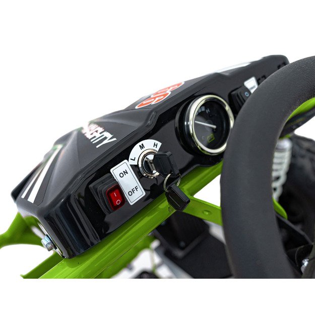 Vienvietis elektrinis sportinis kartingas MAIGHTY vaikams, žalias