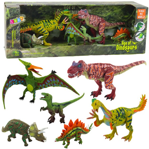 Dinozaurų figūrėlių rinkinys su judančiais elementais 6 vnt.