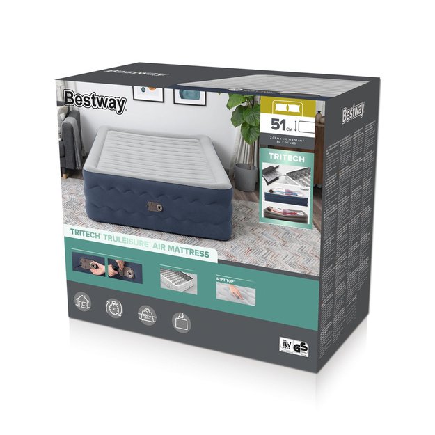 Pripučiamas dvivietis čiužinys 203x152x51cm, Bestway 6716P