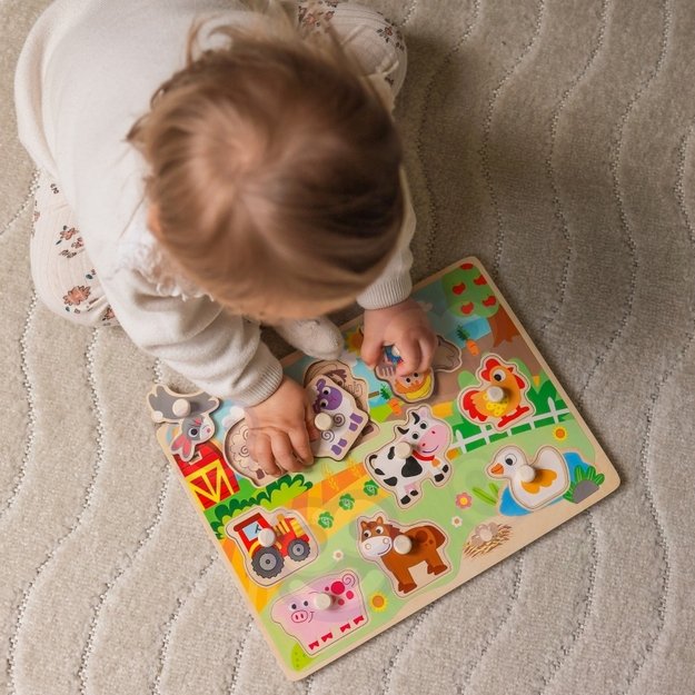 Medinė Montessori fermos dėlionė WOOPIE GREEN 5