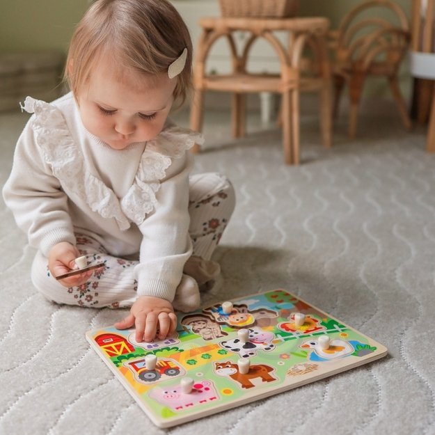 Medinė Montessori fermos dėlionė WOOPIE GREEN 7