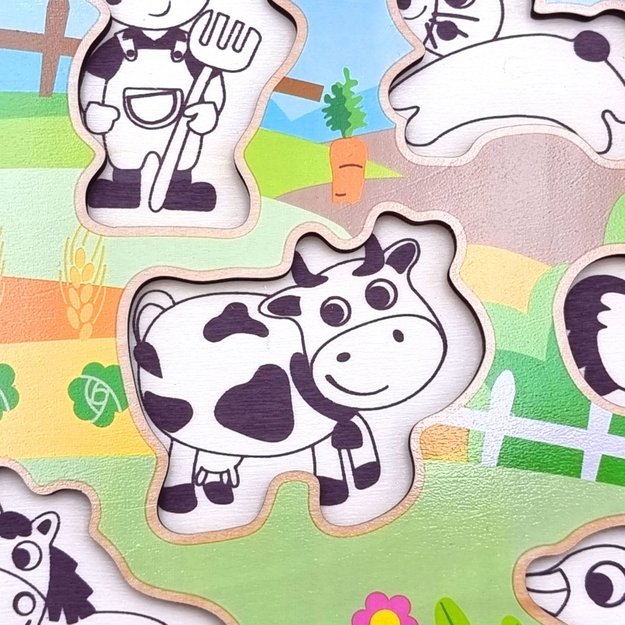 Medinė Montessori fermos dėlionė WOOPIE GREEN 10