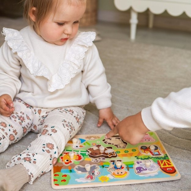 Medinė Montessori fermos dėlionė WOOPIE GREEN 6