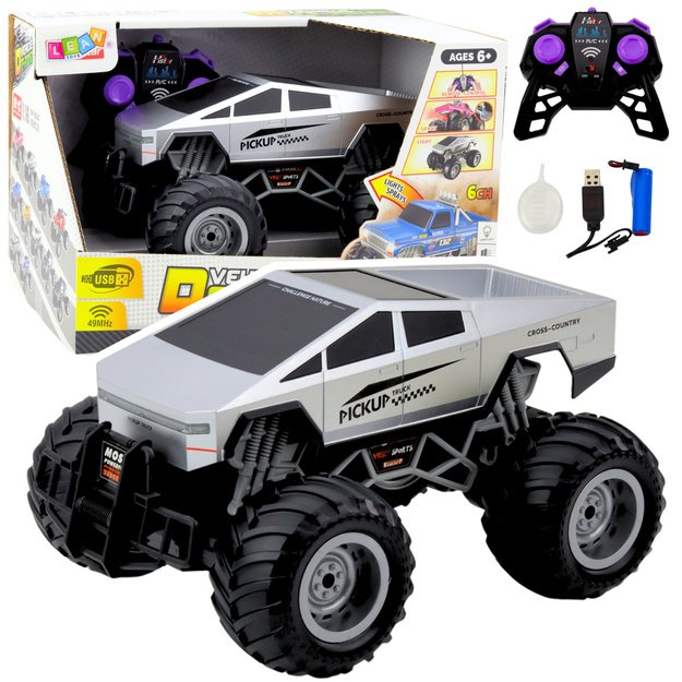 Nuotoliniu būdu valdomas visureigis PICKUP TRUCK 1:16, sidabrinis 