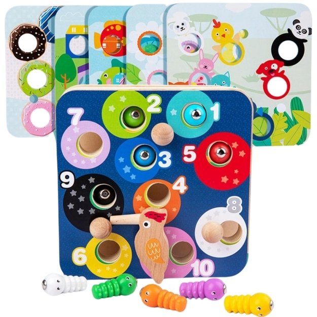 Medinis vikrumo žaidimas „Ištrauk vikšrus“ 2in1, TOOKY TOY  5
