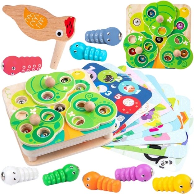 Medinis vikrumo žaidimas „Ištrauk vikšrus“ 2in1, TOOKY TOY 