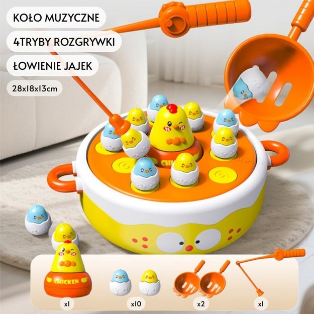 Arkadinis viščiukų žvejybos žaidimas vaikams 4in1, WOOPIE  7
