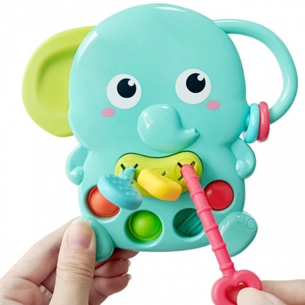 Montessori jutiminis kramtukas vaikams 4in1 „Dramblys“, WOOPIE BABY 5