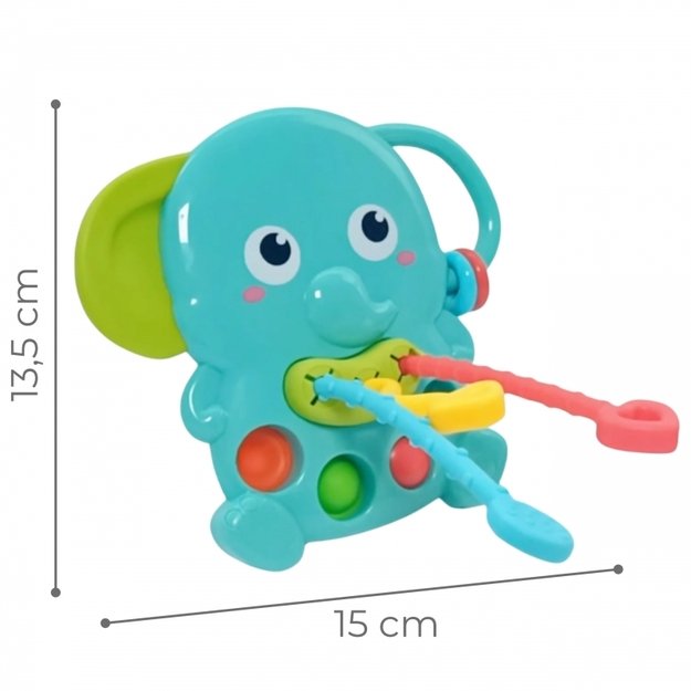 Montessori jutiminis kramtukas vaikams 4in1 „Dramblys“, WOOPIE BABY 6