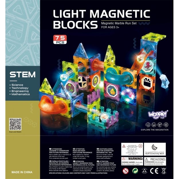 Šviečianti magnetinė kamuoliukų trasa 75 el., Woopie 54