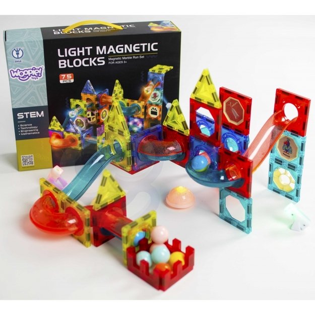 Šviečianti magnetinė kamuoliukų trasa 75 el., Woopie 48
