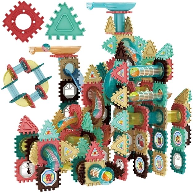 Magnetinis 3D konstruktorius vaikams „Kamuoliukų trasa“ 228 vnt., WOOPIE