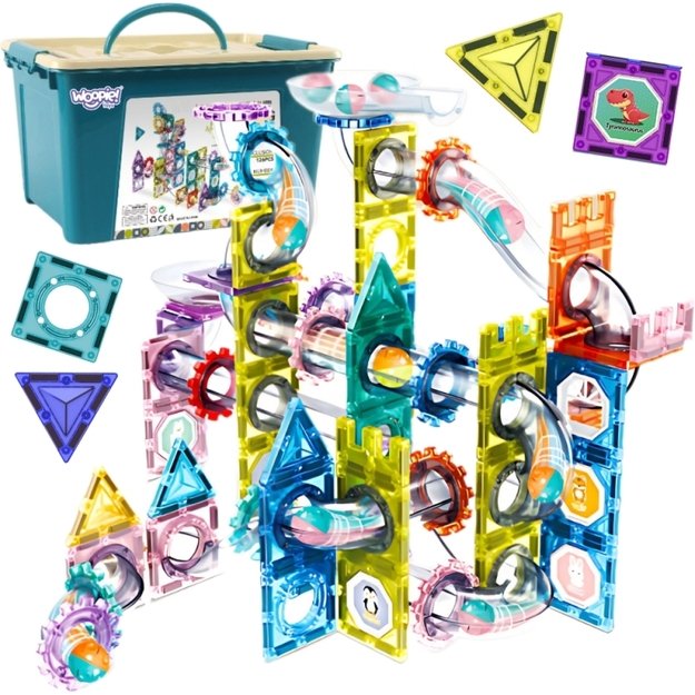 Magnetinis 3D konstruktorius vaikams „ Rutulinis takelis“ 126 vnt. WOOPIE