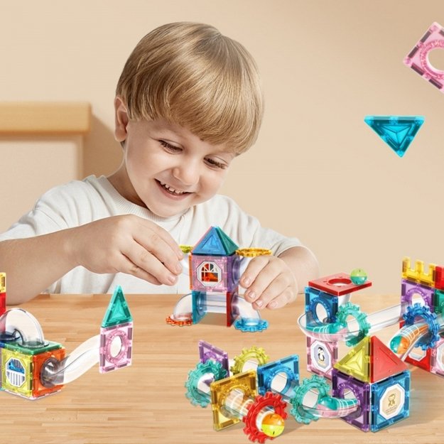 Magnetinis 3D konstruktorius vaikams „ Rutulinis takelis“ 126 vnt. WOOPIE 1