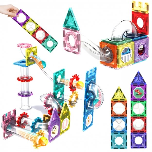 Magnetinis 3D konstruktorius vaikams „ Rutulinis takelis“ 126 vnt. WOOPIE 3