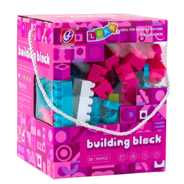 3D statybiniai blokai vaikams 150 vnt., rožiniai 3