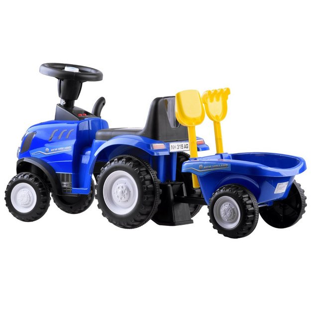 Vaikiškas paspiriamas traktorius su priekaba New Holland