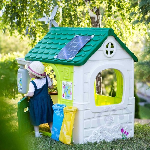 Žaidimų namelis su saulės baterija, eco rūšiavimu ir vėjo malūnėliu, Feber