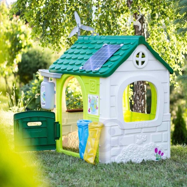 Žaidimų namelis su saulės baterija, eco rūšiavimu ir vėjo malūnėliu, Feber