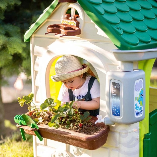 Žaidimų namelis su saulės baterija, eco rūšiavimu ir vėjo malūnėliu, Feber