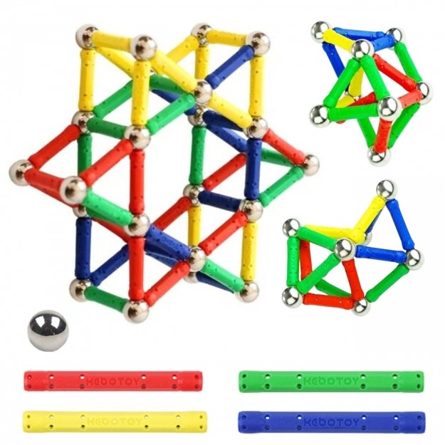Magnetinių 3D statybinių blokų rinkinys 58 vnt., WOOPIE  1