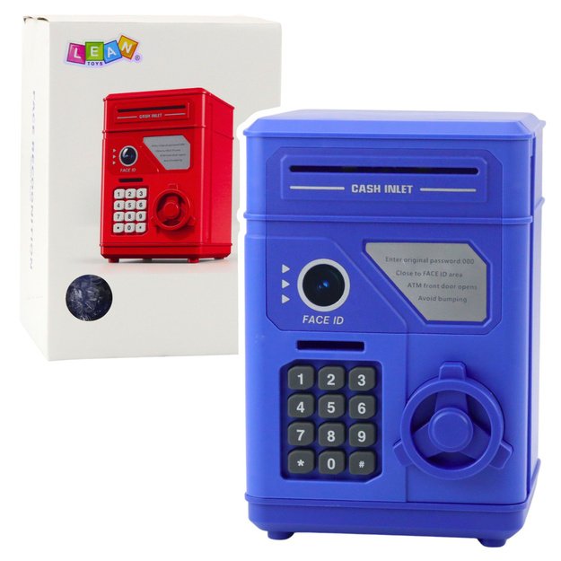 Elektroninė taupyklė - seifas ATM su PIN kodu, mėlyna